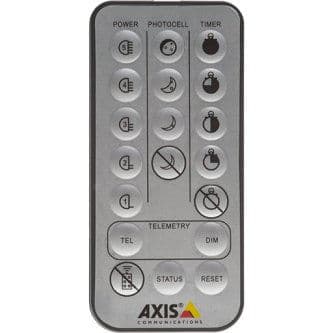 AXIS T90B The remote control is compatible with all Axis T90B illuminators and provides the possibility to adjust settings of light intensity, photocell sensitivity and more conveniently from the ground level. No lift or ladder required. The remote control feature can be disabled after the installation is finalized to avoid tampering
