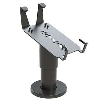 SPACEPOLE, SP2 DURATILT ON 100MM POLE WITH MULTIGRIP WITH INTEGRATED ANTI-SKIMMING PLATE FOR VERIFONE M400 WITH ADDITIONAL TOP MOUNTED ANTI-SKIMMER ATTACHMENT, NO HANDLE, BLACK