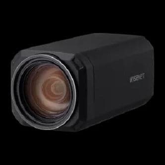 Wisenet X powered by Wisenet 5 network zoom box camera, 2MP, Full HD(1080p) @60fps, 32X optical zoom lens (4.44mm ~ 142.6mm) (61.8 ~ 2.19 ), triple codec H.265/H.264/MJPEG with WiseStream II technology, 120dB WDR, advanced video analytics and sound classification, true D/N, built in SD card slot, HLC, defog detection, 12VDC/PoE
