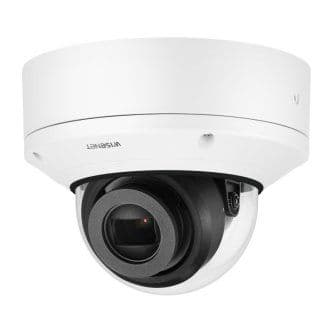 Wisenet X series Plus powered by Wisenet 5 network indoor vandal dome camera, modular structure, 2MP, Full HD(1080p) @ 60fps, motorized vari-focal lens 4.3x (2.8~12mm) (119.5 ~27.9 ), triple codec H.265/H.264/MJPEG with WiseStream II technology, 150dB WDR, USB port for  easy installation, advanced video analytics, sound classification and business analytics, shock detection, audio playback, built-in mic, true D/N, dual SD card, hallway view, HLC, defog detection, DIS (Gyro), 12VDC/PoE, IP52, IK10, white color, ivory skin included, optional black skin cover