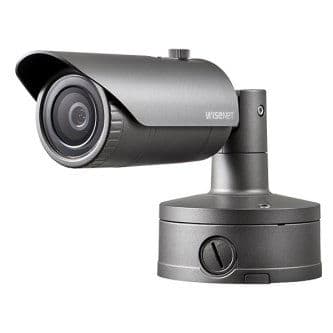 IP67, IK10, Nema 4X hallway view, HLC, defog detection, DIS, backbox included, 12VDC/PoE, analytics, high powered IR LEDs range of 98', true D/N, dual SD card, advanced video analytics and sound classification and business WiseStream II technology, 120dB WDR, USB port for easy installation, @30fps, 7mm fixed lens (50.7 ), triple codec H.265/H.264/MJPEG with Wisenet X powered by Wisenet 5 network outdoor vandal bullet camera, 5MP