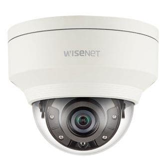 Wisenet X powered by Wisenet 5 network IR outdoor vandal dome camera, 5MP @30fps, 4.6mm fixed focal lens (77.9 ), triple codec H.265/H.264/MJPEG with WiseStream II technology, 120dB WDR, USB port for easy installation, advanced video analytics and sound classification and business analytics, high powered IR LEDs range of 98', true D/N, dual SD card, hallway view, HLC, defog detection, DIS, 12VDC/PoE, IP67, IK10