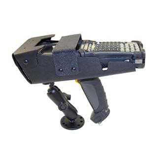 RAM Mount Kydex Gun Holster for Zebra MC9000G RAM Mount allows holster to be adjusted to comfortable user experience for data input.   ABS plastic retaining bracket secures device during forklift travel. Easy-in, easy-out access to device for fastpaced scanning.  Allows data input while in the holster.