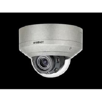Wisenet X powered by Wisenet 5 network IR stainless steel dome camera, 5MP @30fps, motorized vari-focal lens 2.4x (3.9~9.4mm) (92.1 ~38.7 ), triple codec H.265/H.264/MJPEG with WiseStream II technology, 120dB WDR, USB port for easy installation, advanced video analytics and sound classification, high powered IR LEDs range of 164', true D/N, dual SD card, hallway view, HLC, defog detection, DIS, 12VDC/24VAC/PoE, IP67/IP6K9K/ IK10, Nema 4X, IP6K9K,-40 C ~ +55 C (-40 F ~ +131 F)