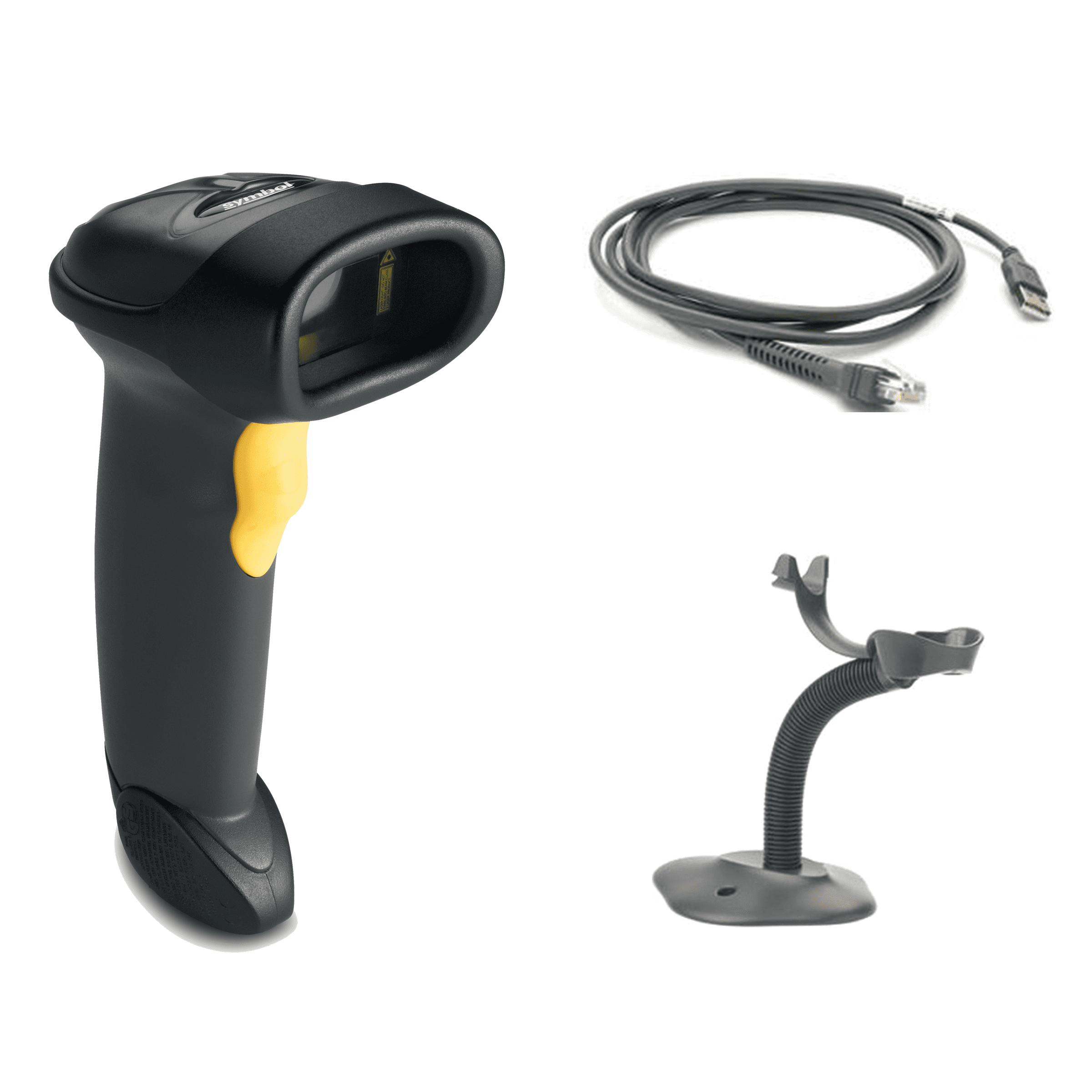 LS2208-SR Black with Stand USB KIT - NA ONLY: LS2208-SR20007NA Scanner, CBA-U01-S07ZAR USB Cable, 20-61019-02R Stand